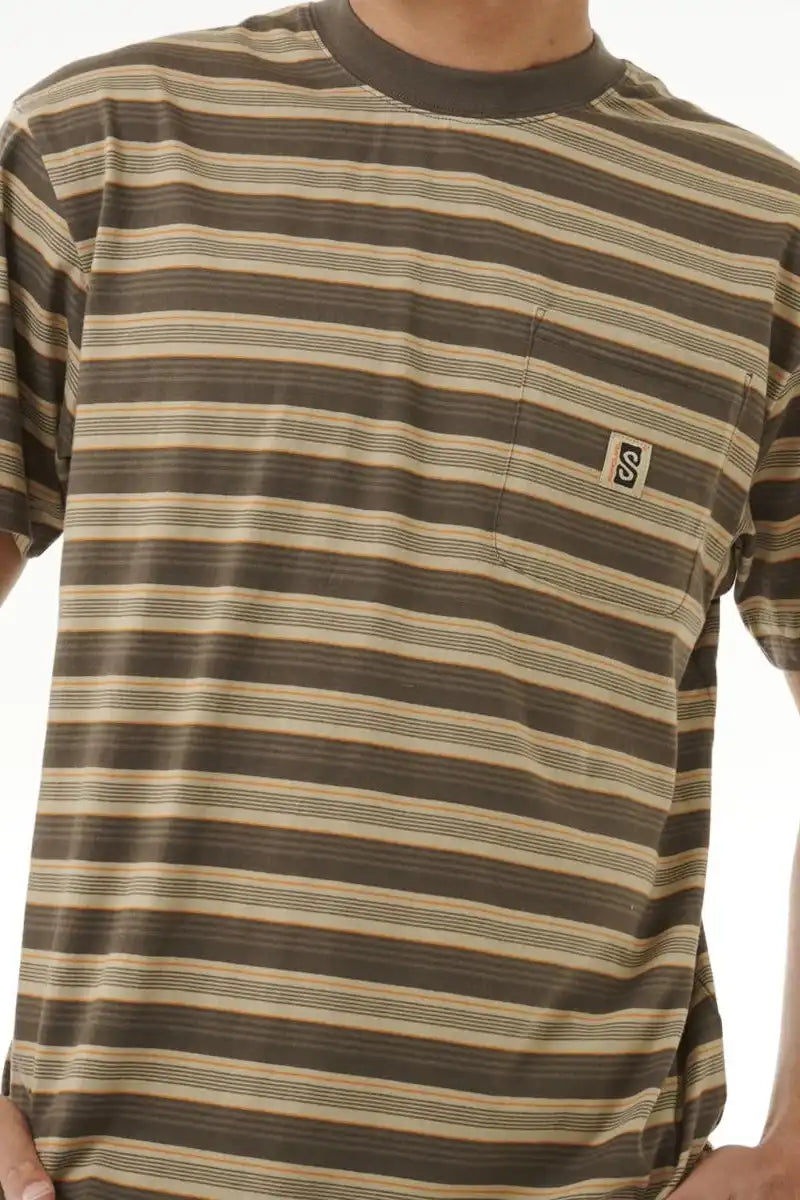 Rip Curl Search Stripe Tee in Deep Rock front detail view