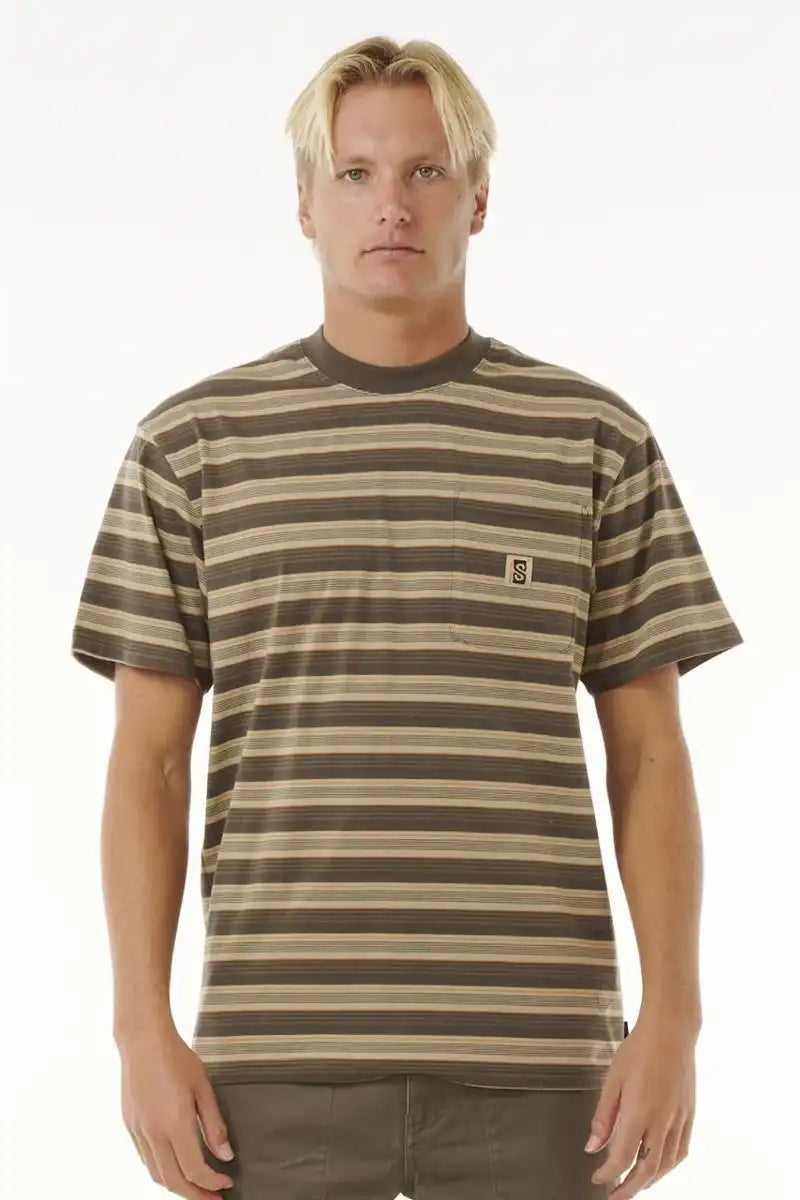 Rip Curl Search Stripe Tee in Deep Rock front view