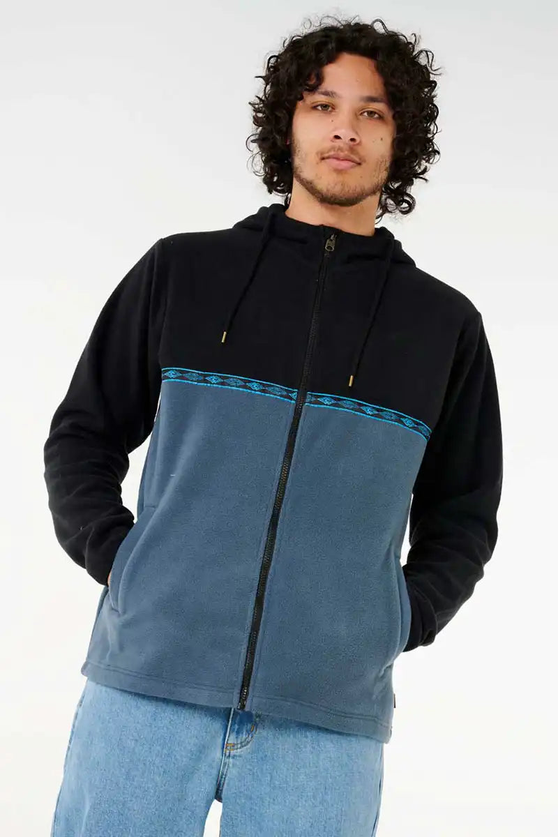Rip Curl Split Peak Zip Thru Hood – Black/Grey front feature image