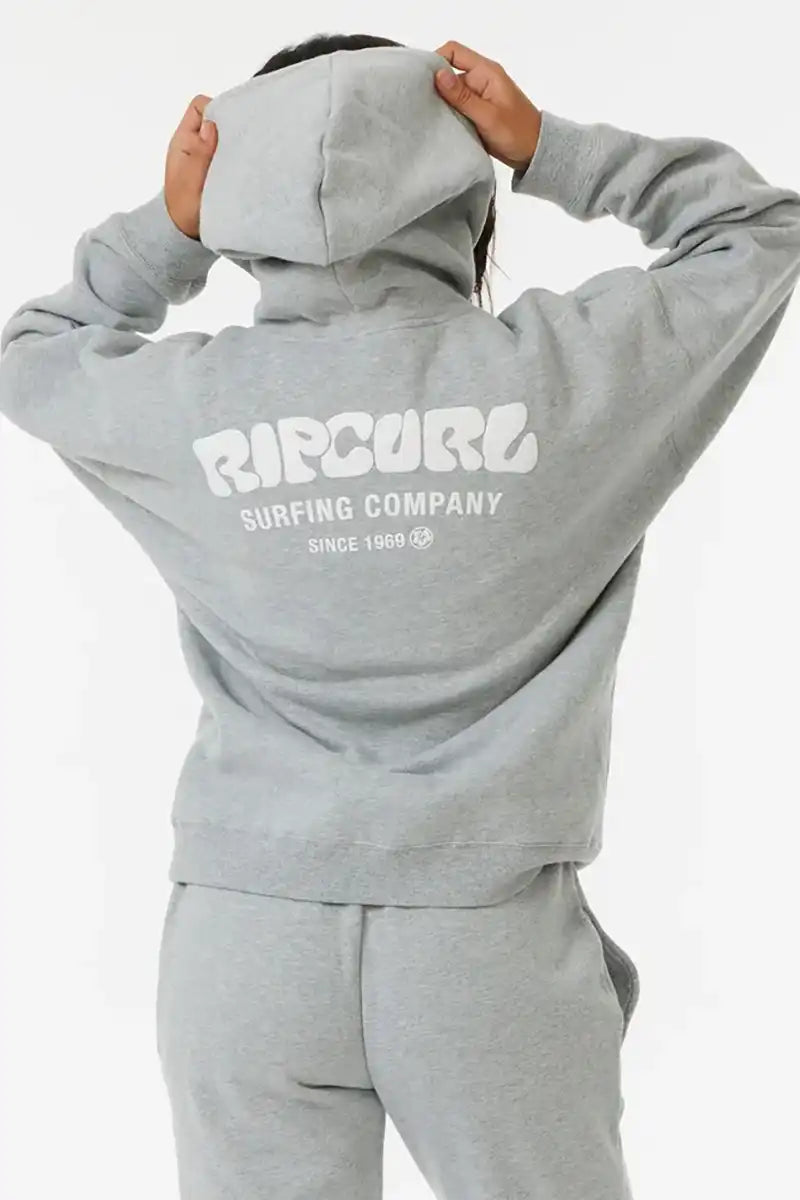 Rip Curl Surf Puff Heritage Hood in Grey Back View