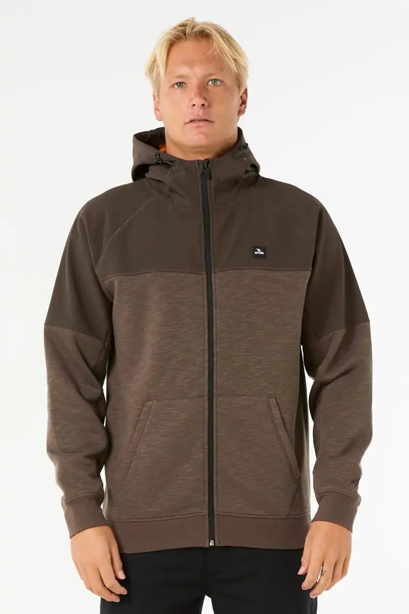 Viral Anti-Series Zip Through Hooded Fleece - Deep Rock front on view