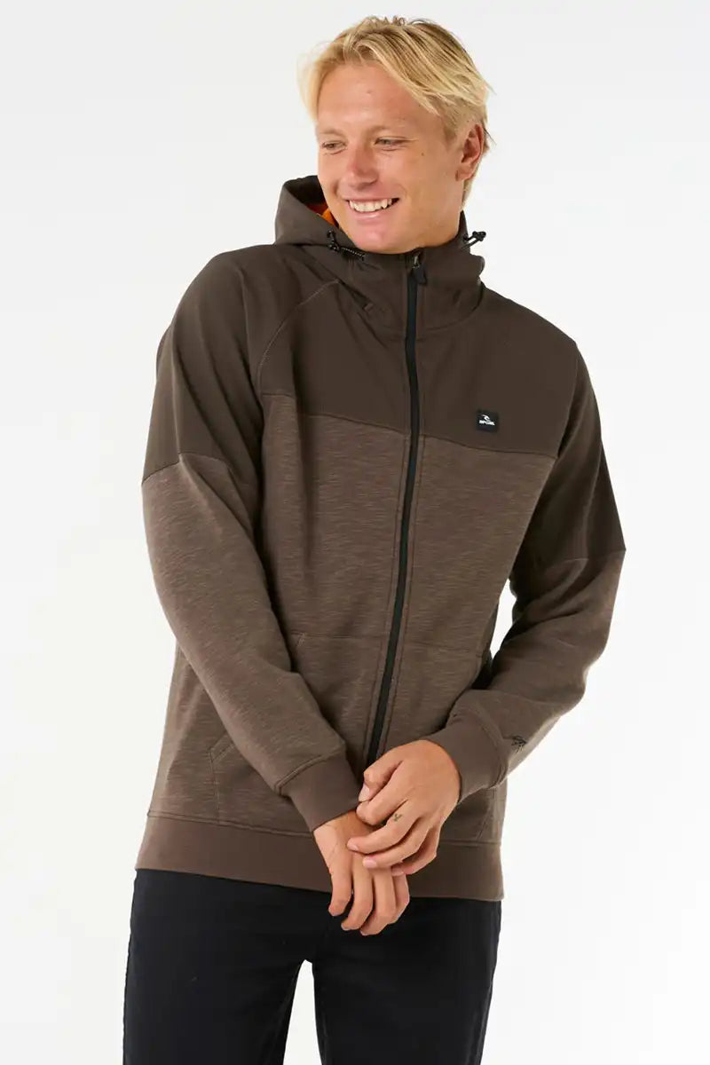 Viral Anti-Series Zip Through Hooded Fleece - Deep Rock front view