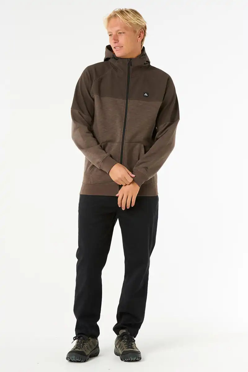 Viral Anti-Series Zip Through Hooded Fleece - Deep Rock full model front view