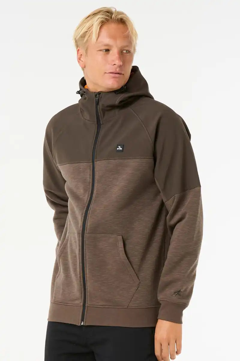 Viral Anti-Series Zip Through Hooded Fleece - Deep Rock side view