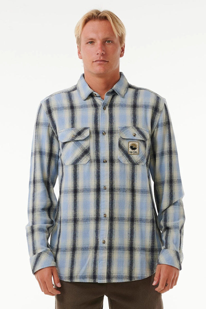 Rip Curl Men's Saltwater Culture Flannel Shirt in Sparky Blue front view