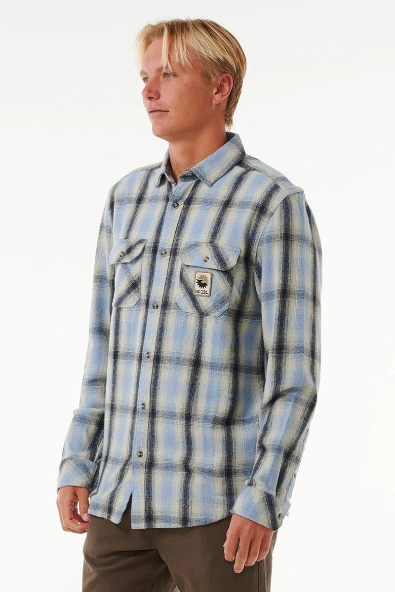 Rip Curl Men's Saltwater Culture Flannel Shirt in Sparky Blue side view