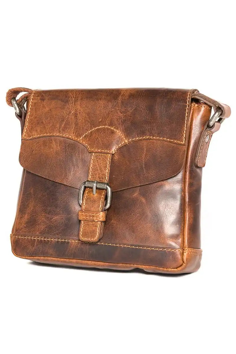 Rugged Hide Addison Cross Body Handbag in Brandy
