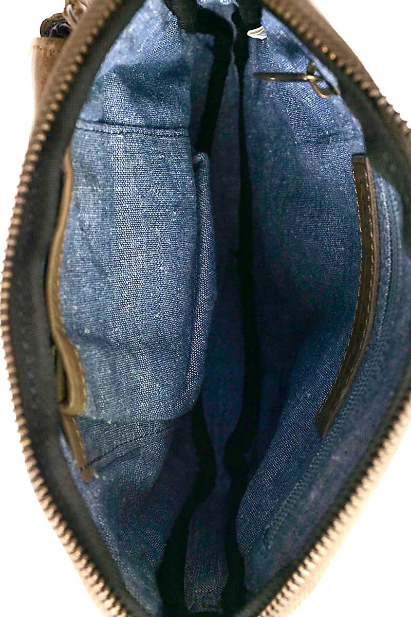 Helen Cross Body Bag in Latte by Rugged Hide inside