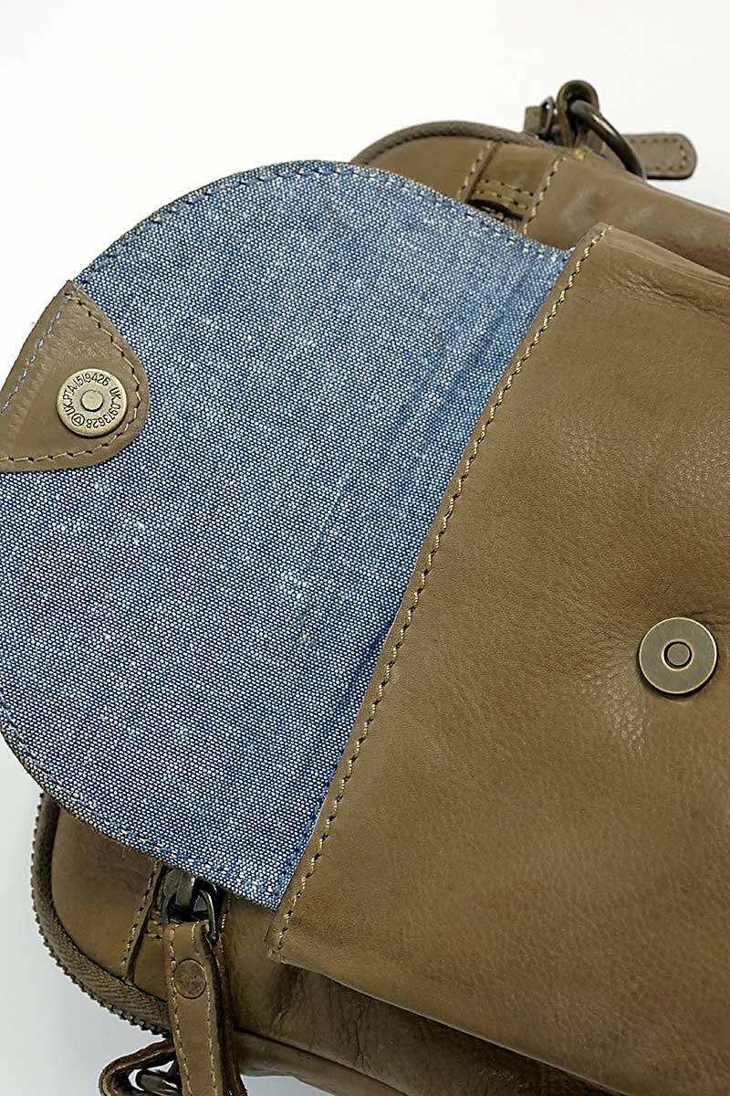 Helen Cross Body Bag in Latte by Rugged Hide front detailed view