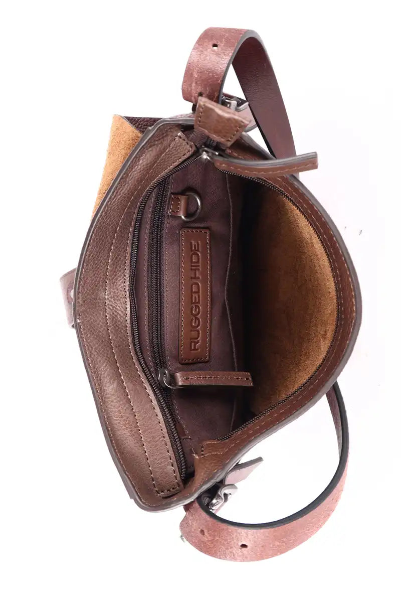 Rugged Hide Leather Wynyard Satchel Bag in Brown