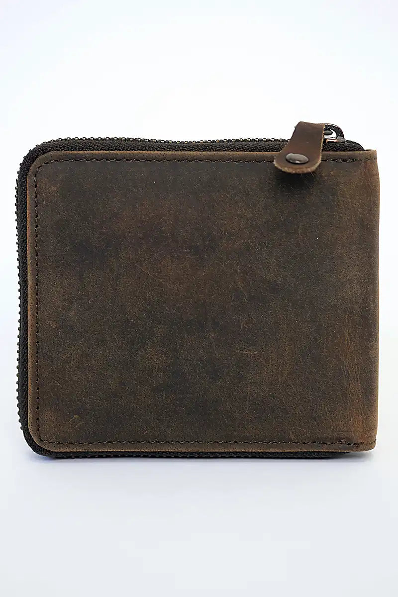 Rugged Hide Men's Bobby Leather Wallet in Brown inside view back view
