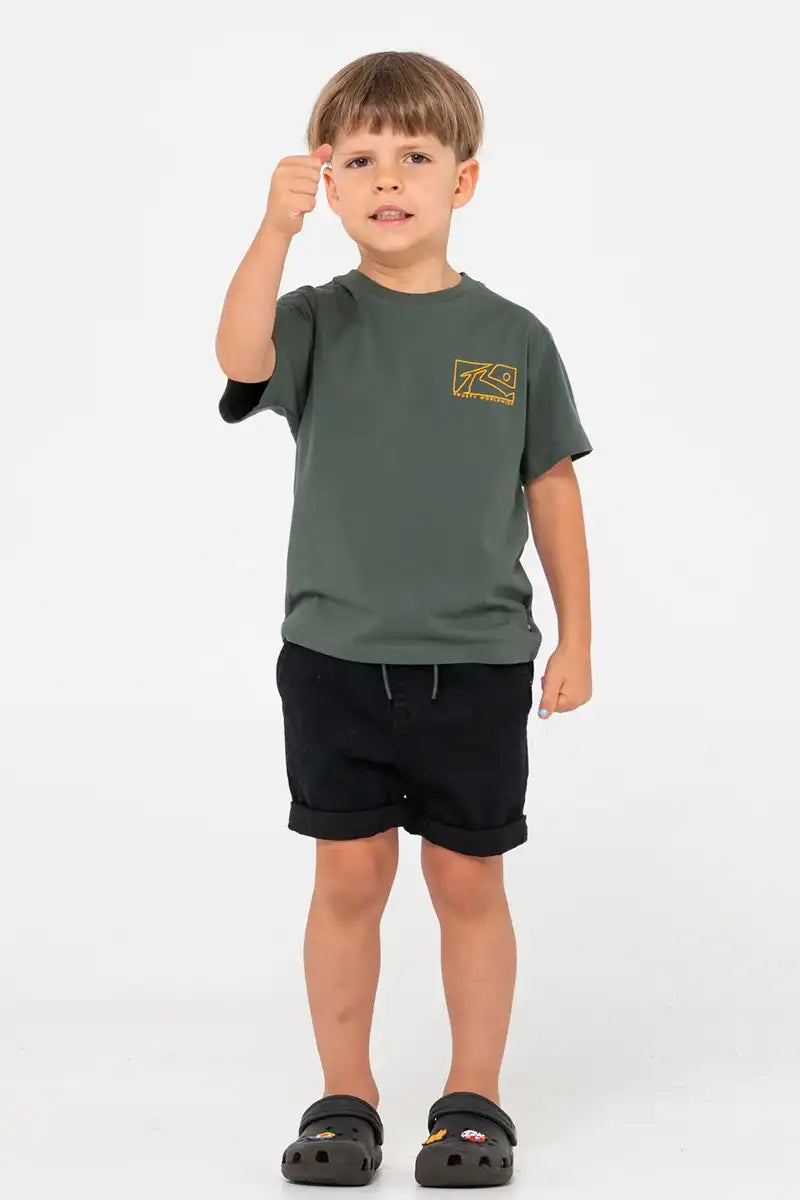 Rusty Boys Boxed Out Graphic Tee in Shadow Army front full model view