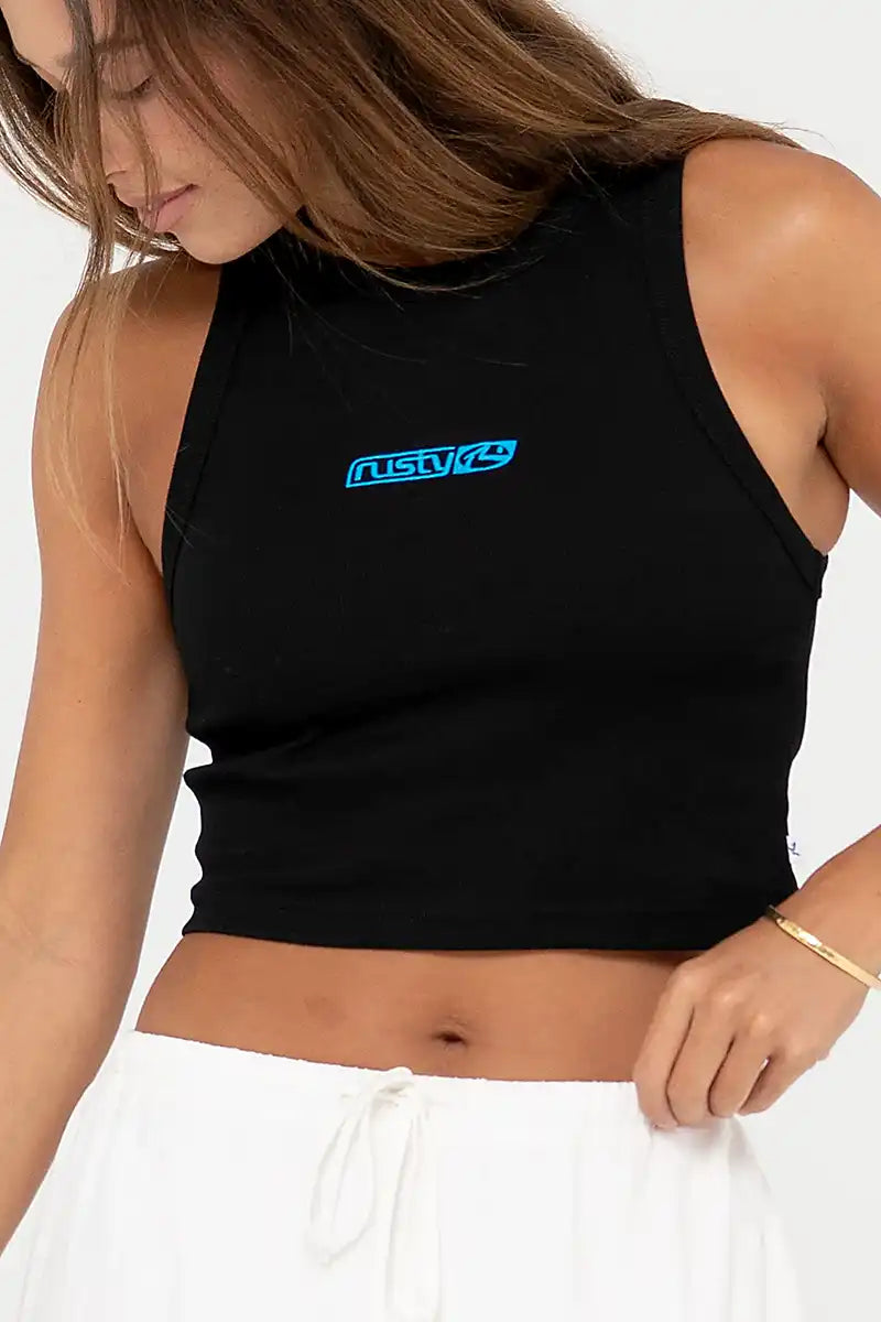 Rusty Contrast Racer Tank in Black