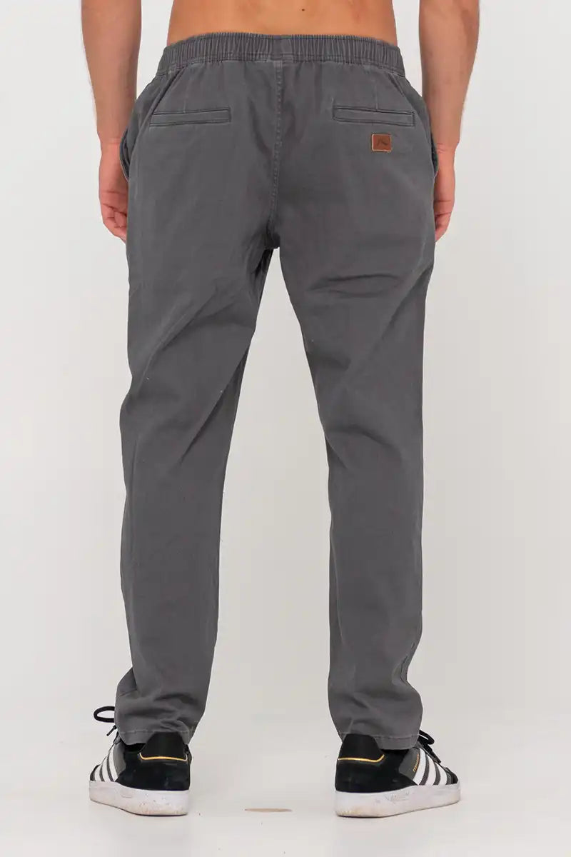 Rusty Mens Mid Boy Straight Fit Elastic Pants in Pavement back view