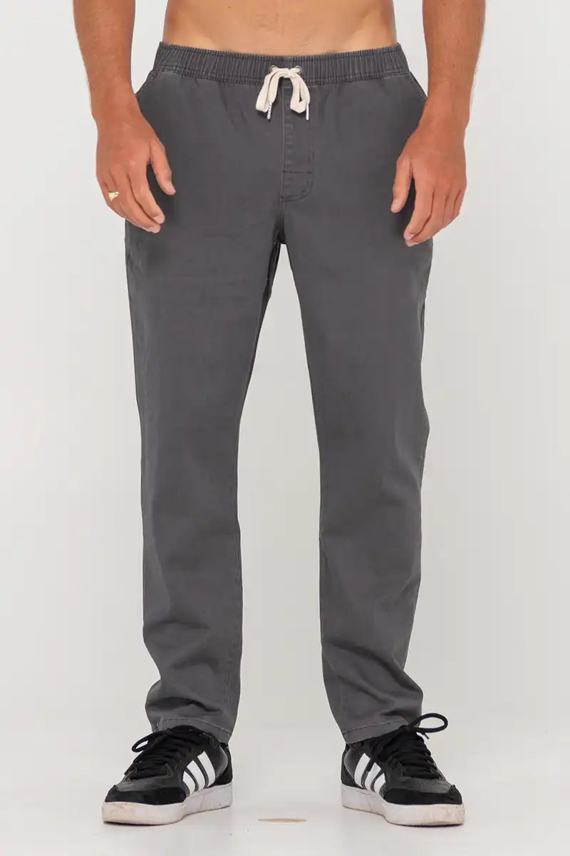 Rusty Mens Mid Boy Straight Fit Elastic Pants in Pavement front view