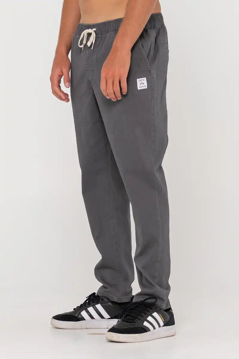 Rusty Mens Mid Boy Straight Fit Elastic Pants in Pavement side view