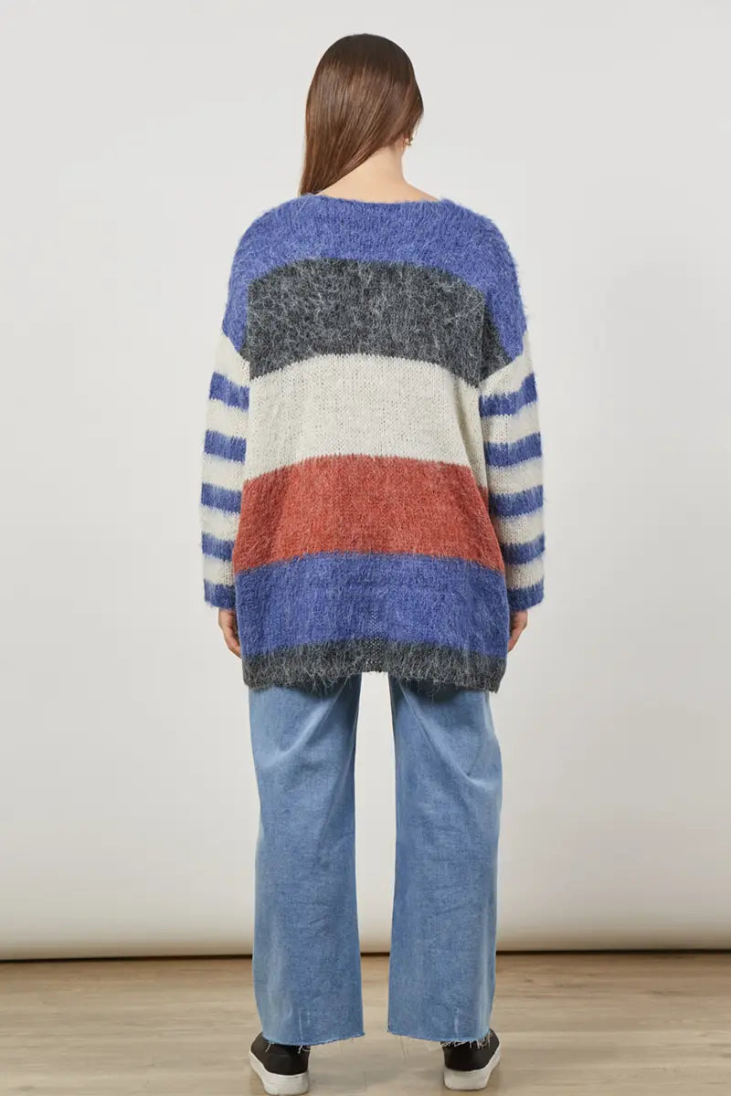 back view of the Serene Stripe Jumper in Azure by Isle of Mine