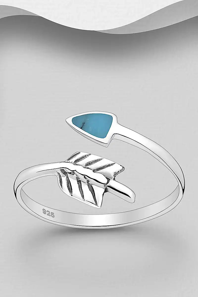 Silver Arrow Ring in Sky Blue