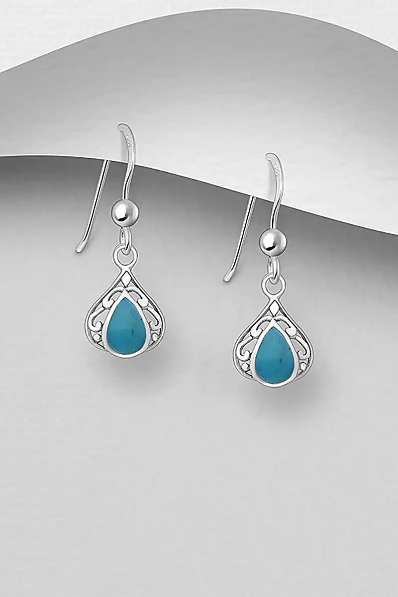 Sterling Silver Swirl Earrings with Resin in center