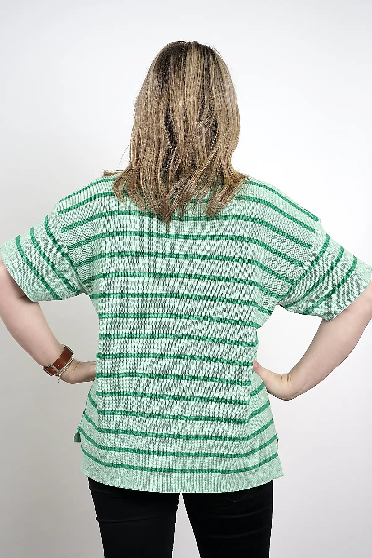 Striped Cotton Knit Top – Mint