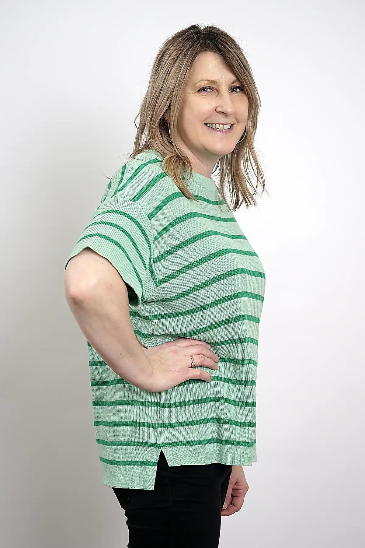 Striped Cotton Knit Top – Mint