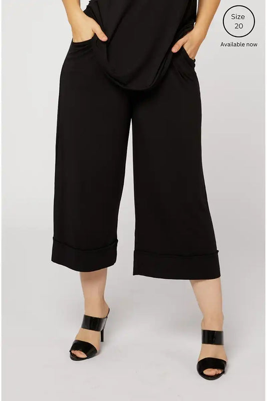 Tani black micro modal resort pants front