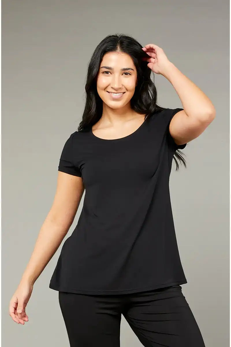 Tani Black Micro Modal Swing Tee front