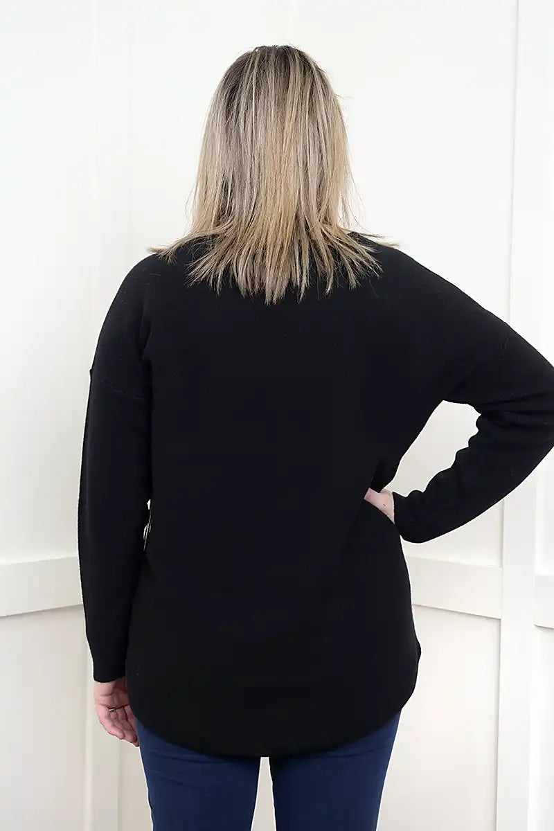 The Hearth Lambswool Knit - Black back view
