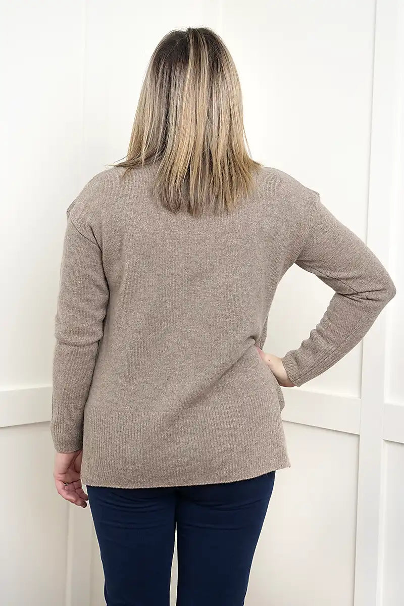 The Woodland Lambswool Knit - Mink back view