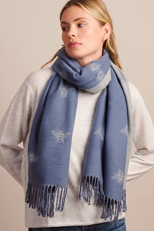 Tiger Tree Bee Scarf in Blue