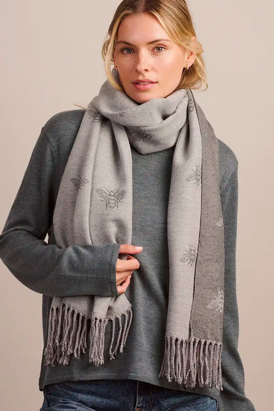 Tiger Tree Bee Scarf in Grey 