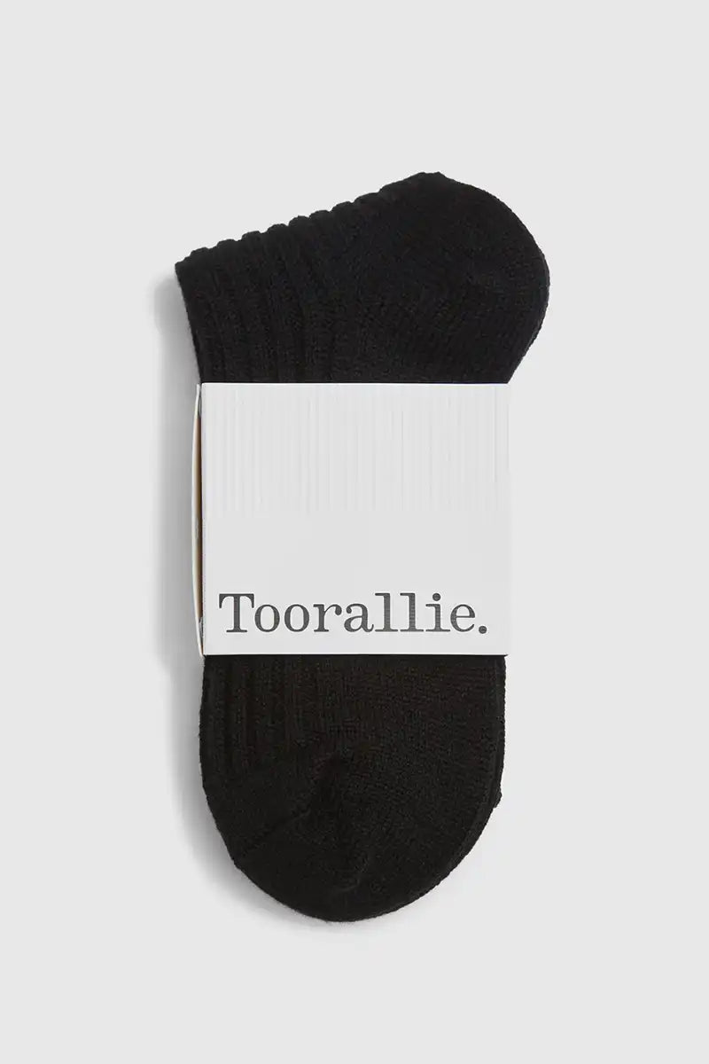 Toorallie Fine Merino Socks in Black in packaging