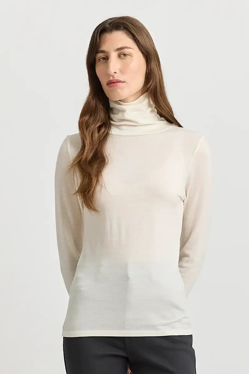Toorallie Turtleneck Merino Tee in Warm White