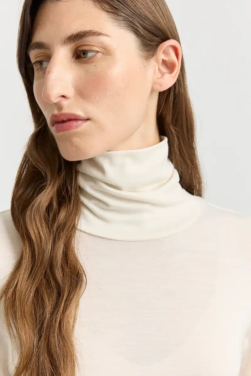 Toorallie Turtleneck Merino Tee in Warm White
