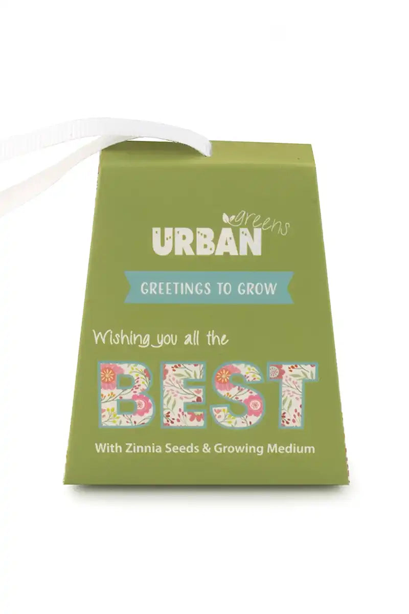 Wishing you all the Best gift tag with Zinnia Seeds and Growing Medium
