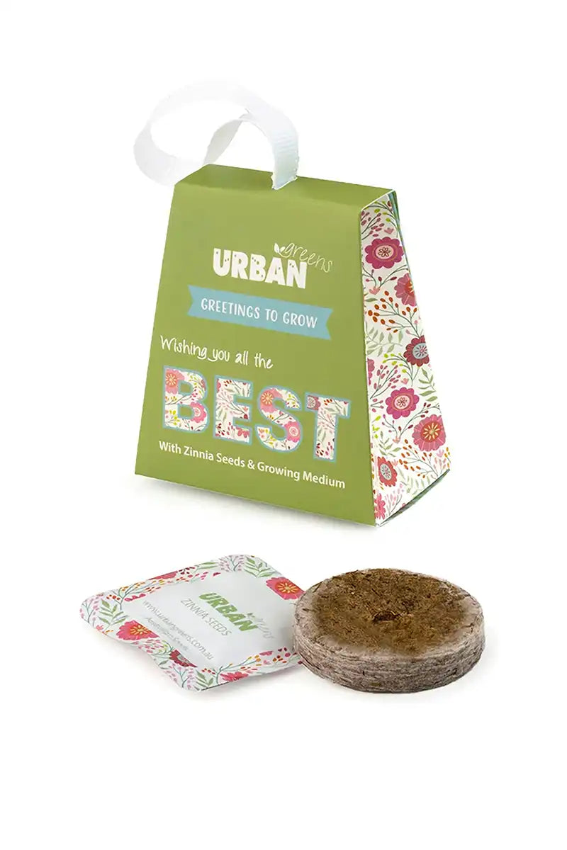 Seed Gift tag with Zinnia seeds and Growing Medium included