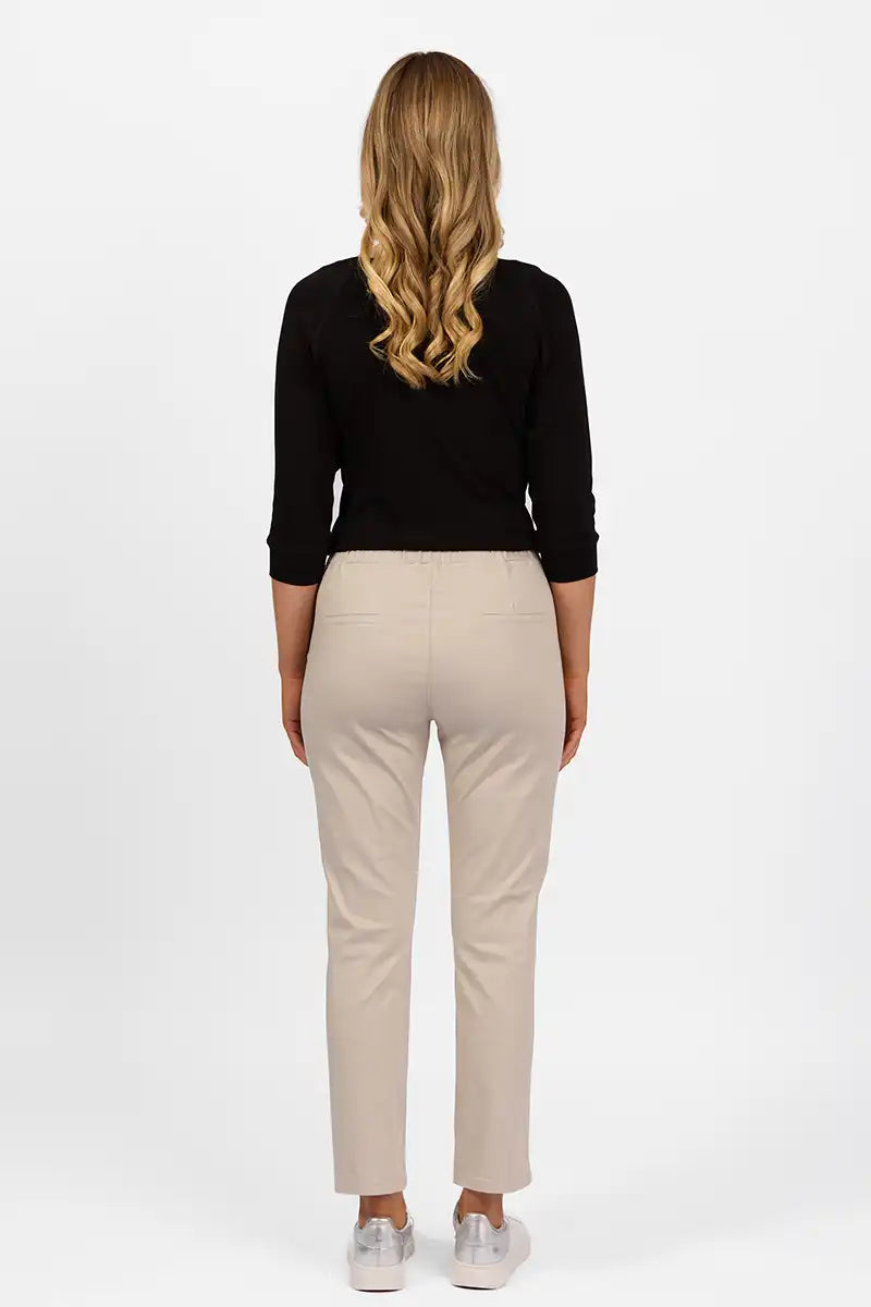 Vassalli Ankle Grazer Pant - Slim Leg Elastic Waist in Pumice back