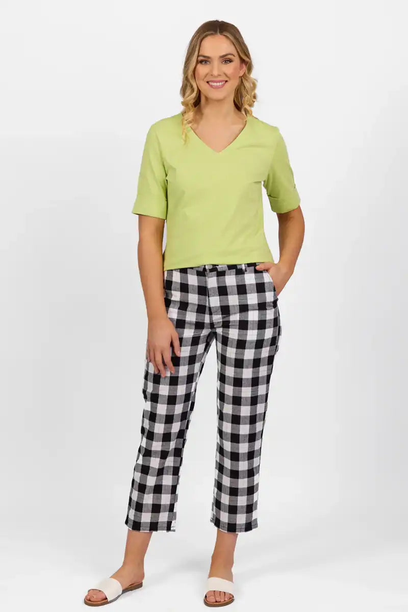 Vassalli Rainbow Check Slim Leg 7/8 Pant front view