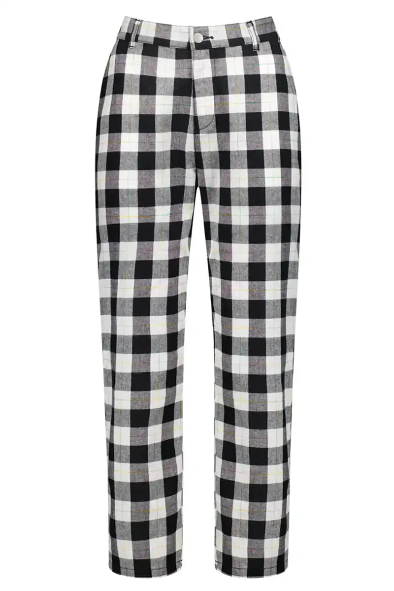 Vassalli Rainbow Check Slim Leg 7/8 Pant front garment only view