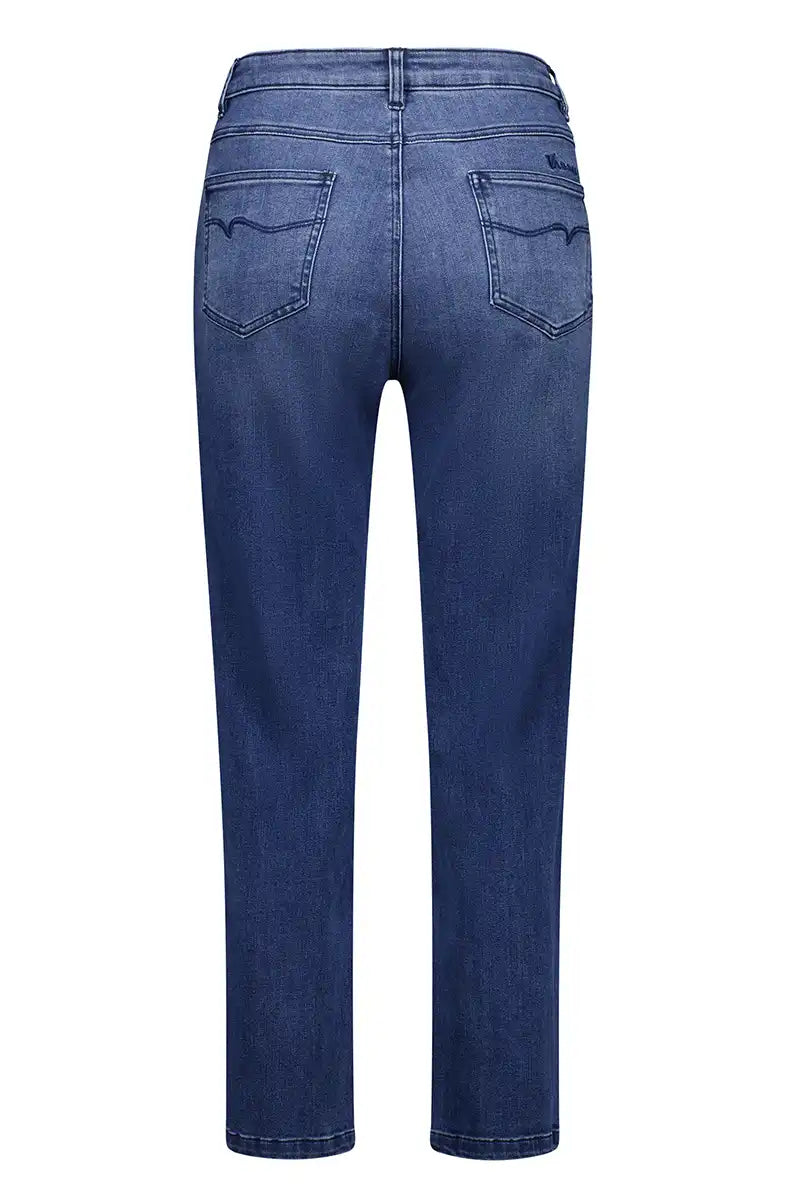Vassalli Slim Leg Ankle Grazer Jean in Blue Denim back garment only