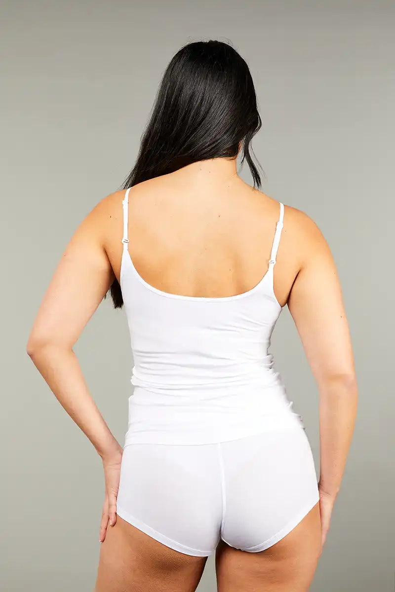 White Micro Modal Shoestring Singlet back