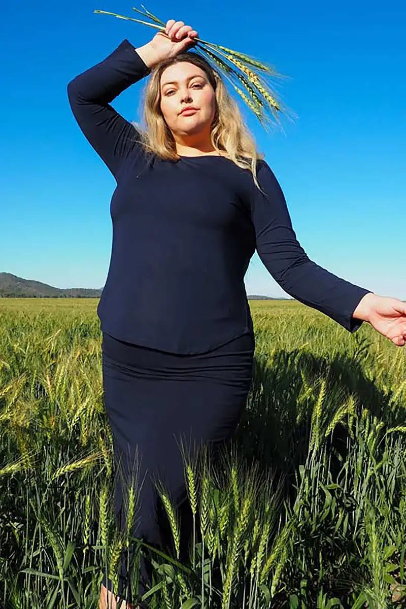 Navy Bamboo Maxi skirt - Whitney