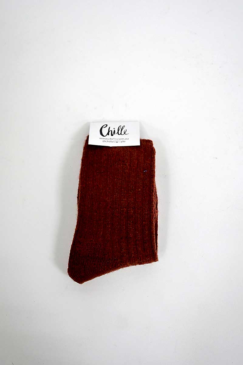 Wool Blend Socks Rust