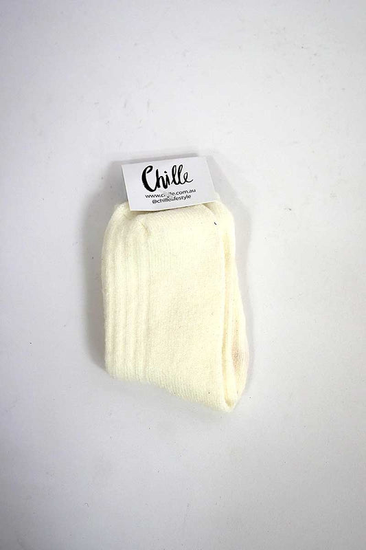 White Wool Blend Socks