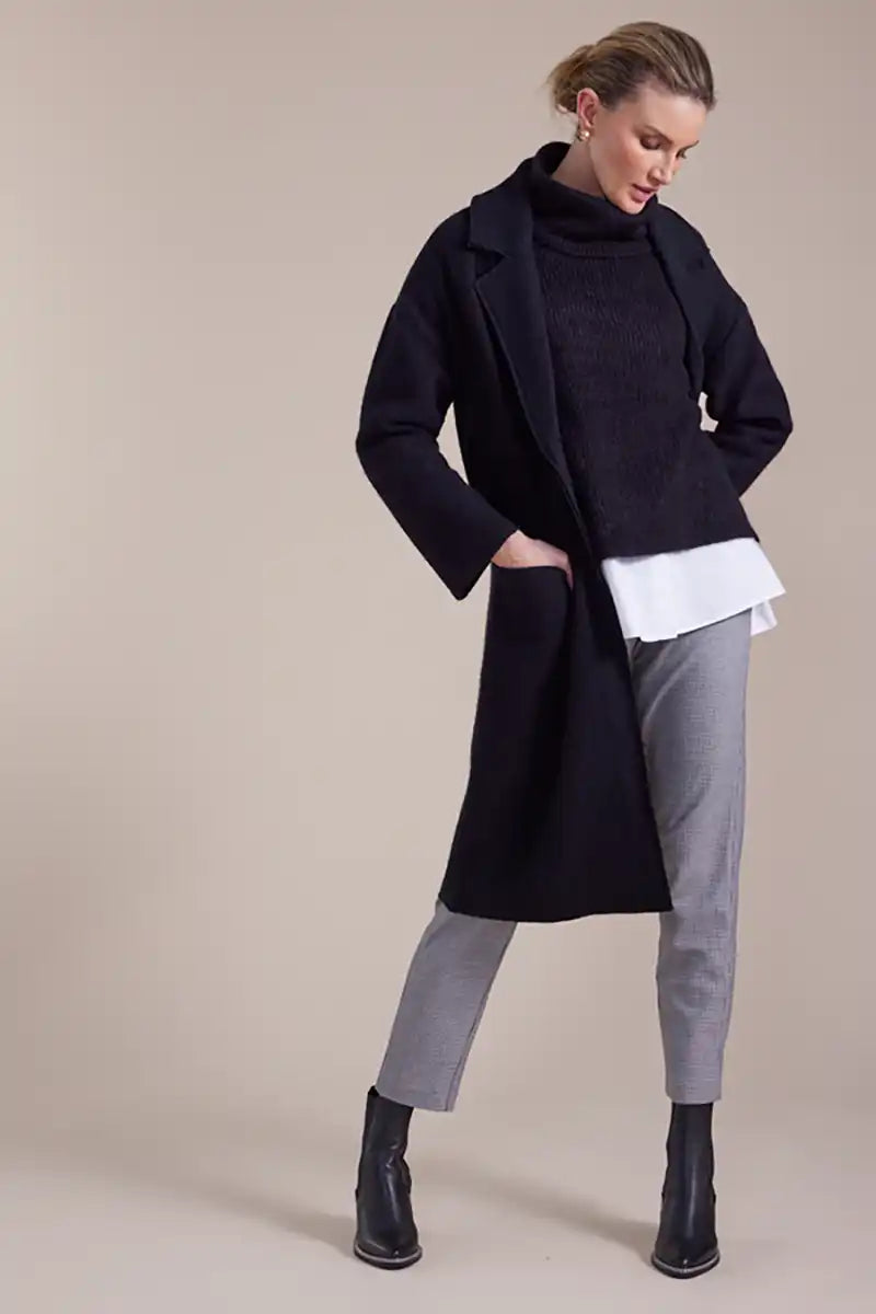 Marco Polo Knit Roll Neck Pullover in Black side view