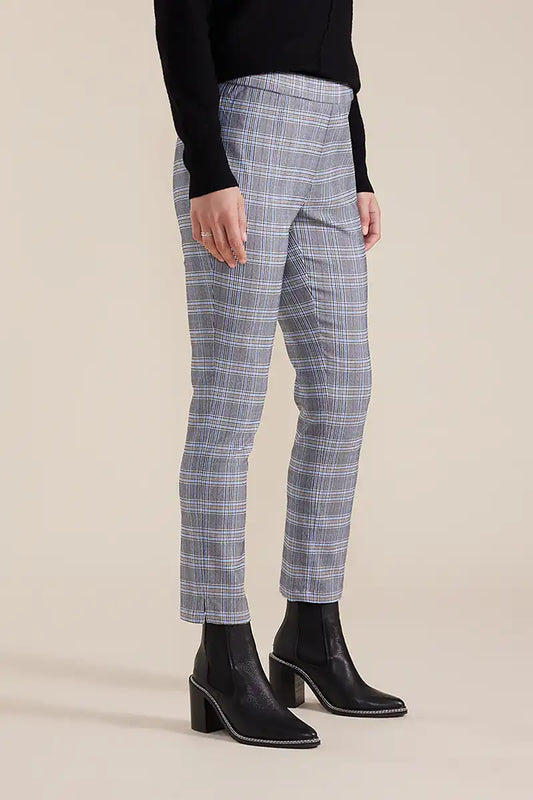 Marco Polo 7/8 Stretch Pant in Blue Check front