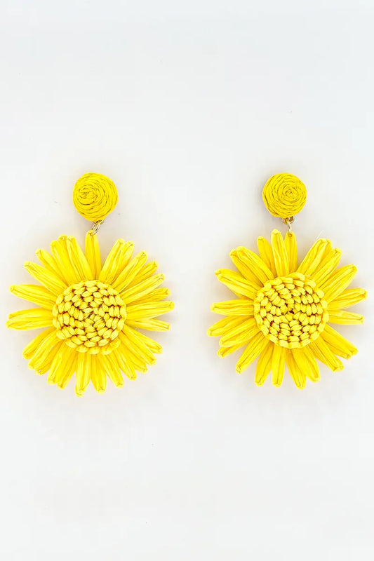 Yellow Flower Drop Earrings