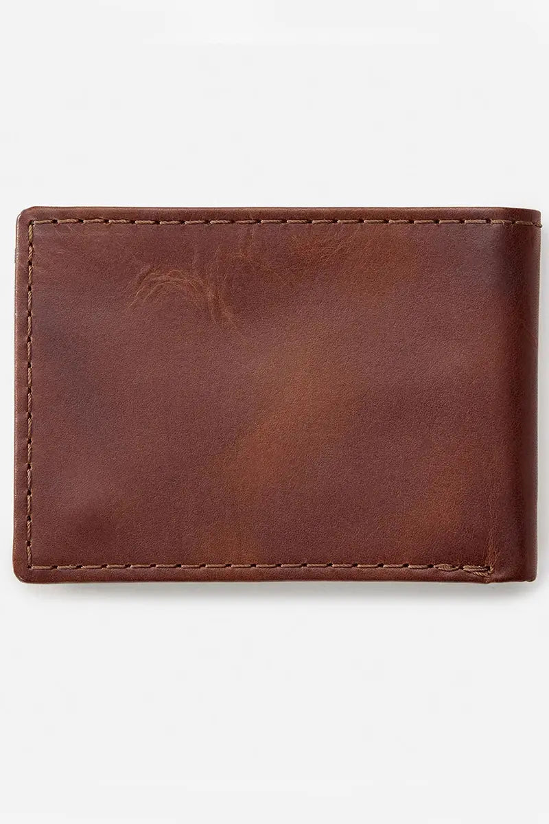 outside back view of the Rip Curl Snap Slim Wallet in Chestnut