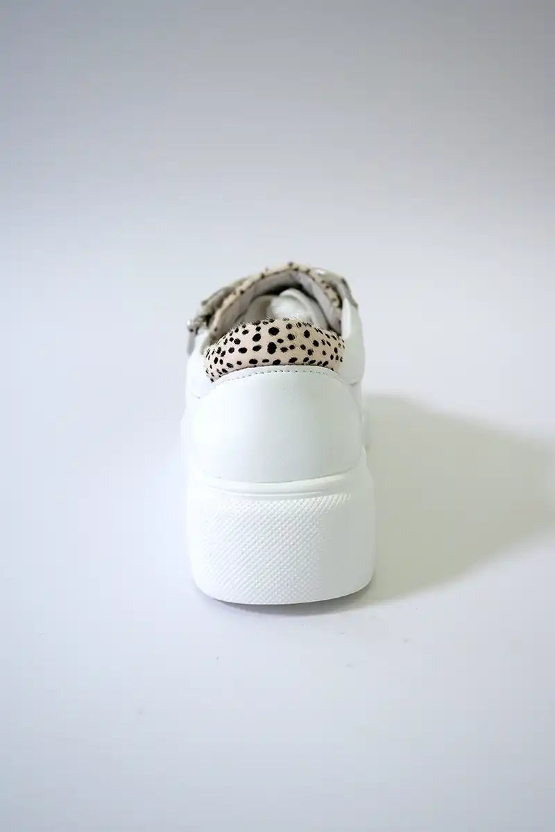 Bay Lane Luxury White Stripe Leather Sneaker Back