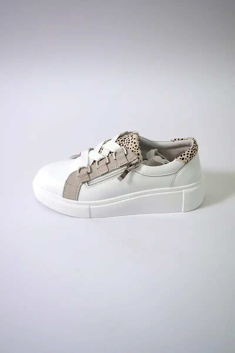 Bay Lane Luxury White Stripe Leather Sneaker